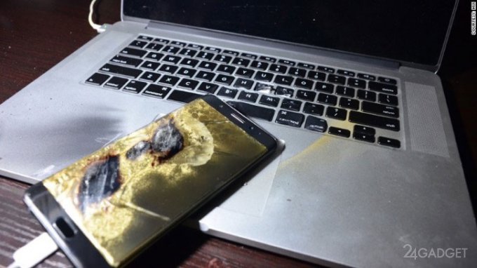 Note 7 из новой партии обжег владельца и повредил MacBook (3 фото)